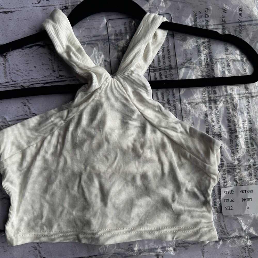 POL Ivory knit bralette Top